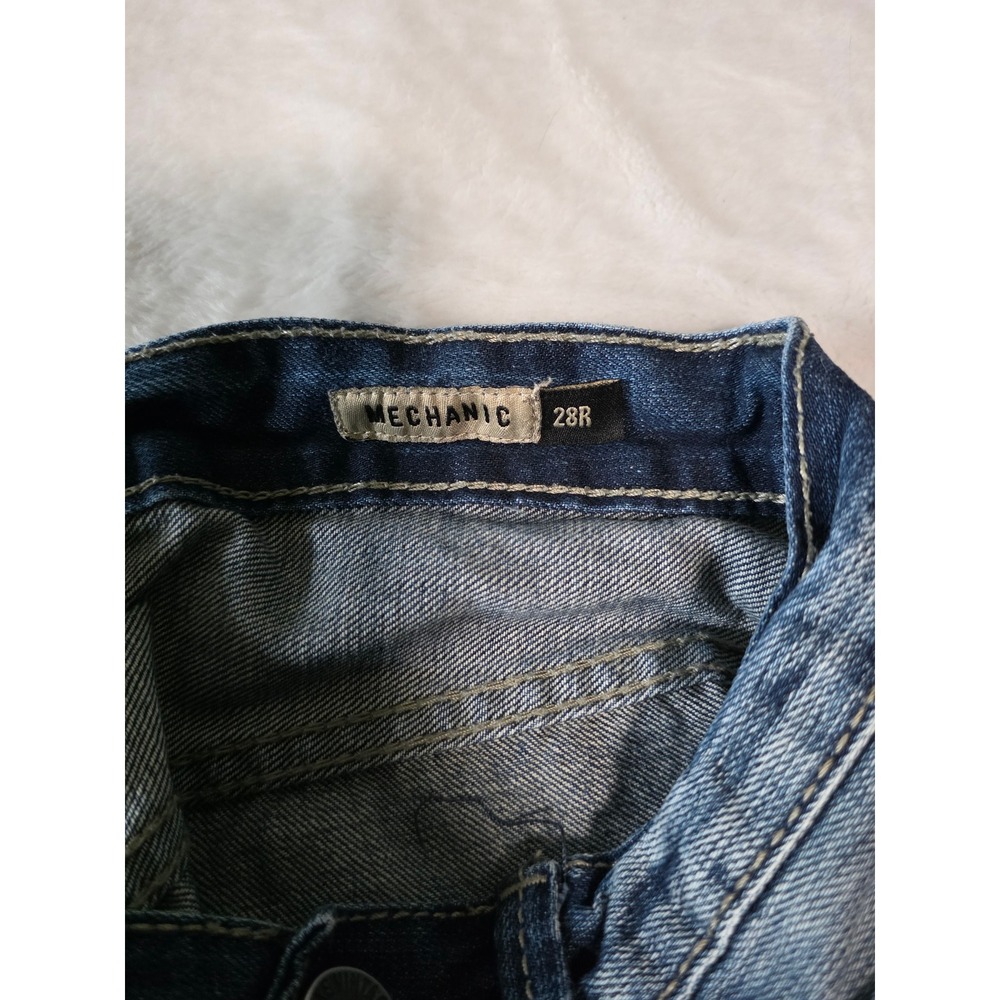 BKE Vintage Mechanic Jeans Mens 28R Medium Wash Straight Leg Denim Blue 28x30 - Picture 6 of 7